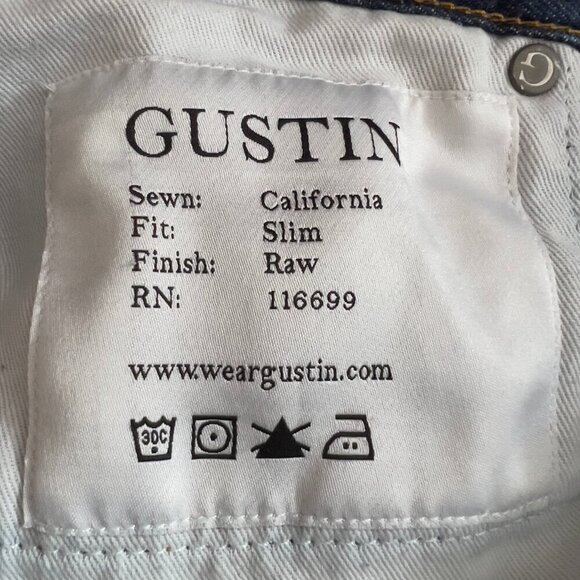 GUSTIN Raw Selvedge Denim Jeans - Slim Fit - Size 31 - Picture 11 of 14